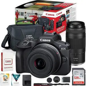 Canon EOS R100 Mirrorless Camera Two-Lens Bundle | RF-S 18-45mm + RF 75-300mm Lenses | 128GB Card & Editing Software | Canon USA Warranty | Authorized Dealer Canon EOS R100 Mirrorless Camera Two-Lens Bundle | RF-S 18-45mm + RF 75-300mm Lenses | 128GB Card & Editing Software | Canon USA Warranty | Authorized Dealer
