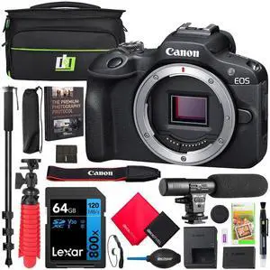 Canon EOS R100 Mirrorless APS-C Interchangeable Lens Camera Body 6052C002 Bundle with Deco Gear Photography Bag + Microphone + Monopod + Software & Accessories Kit Canon EOS R100 Mirrorless APS-C Interchangeable Lens Camera Body 6052C002 Bundle with Deco Gear Photography Bag + Microphone + Monopod + Software & Accessories Kit