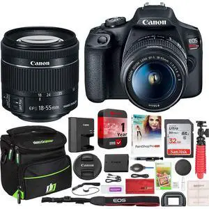 Canon EOS Rebel T7 DSLR Camera with EF-S 18-55mm F3.5-5.6 is II Lens Essential Accessory Bundle with Deco Gear Photography Gadget Bag + 32GB + CPS Protection Pack + Editing Software & Maintenance Kit Canon EOS Rebel T7 DSLR Camera with EF-S 18-55mm F3.5-5.6 is II Lens Essential Accessory Bundle with Deco Gear Photography Gadget Bag + 32GB + CPS Protection Pack + Editing Software & Maintenance Kit