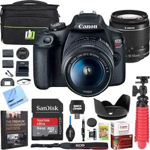 Canon EOS Rebel T7 DSLR Camera Bundle | USA Warranty with EF-S 18-55mm IS II Lens, 24.1MP, WiFi, Deco Gear Case, Double Battery, 64GB Card, Cleaning Kit &Mini Tripod Canon EOS Rebel T7 DSLR Camera Bundle | USA Warranty with EF-S 18-55mm IS II Lens, 24.1MP, WiFi, Deco Gear Case, Double Battery, 64GB Card, Cleaning Kit &Mini Tripod