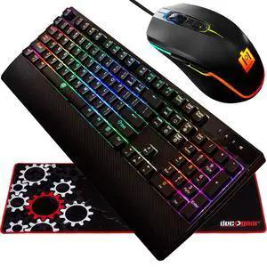 Deco Gear Gaming Accessory Bundle - Mechanical 18-Mode 104 Key RGB Keyboard with 11-Mode RGB Gaming Mouse and 32" x 12" Extended Mouse Pad Deco Gear Gaming Accessory Bundle - Mechanical 18-Mode 104 Key RGB Keyboard with 11-Mode RGB Gaming Mouse and 32" x 12" Extended Mouse Pad