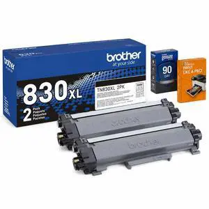 Brother Genuine TN830XL 2-Pack Black High-Yield Toner Cartridge, Up to 3,000 Pages Each (6,000 Total) Bundle with Deco Essentials Printer eBook for MFC-L2820DW, MFC-L2900DW, HL-L2460DW, HL-L2420DW Brother Genuine TN830XL 2-Pack Black High-Yield Toner Cartridge, Up to 3,000 Pages Each (6,000 Total) Bundle with Deco Essentials Printer eBook for MFC-L2820DW, MFC-L2900DW, HL-L2460DW, HL-L2420DW