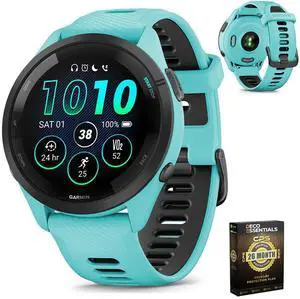 Garmin Forerunner 265 Running GPS Smartwatch, AMOLED Display, 46mm, Aqua/Black, 010-02810-02 - Bundle w/Deco Essentials 26-Month CPS Plan Garmin Forerunner 265 Running GPS Smartwatch, AMOLED Display, 46mm, Aqua/Black, 010-02810-02 - Bundle w/Deco Essentials 26-Month CPS Plan