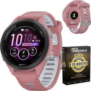 Garmin Forerunner 265S Running GPS Smartwatch, AMOLED Display, 42mm, Light Pink/Whitestone, 010-02810-05 - Bundle w/Deco Essentials 26-Month CPS Plan Garmin Forerunner 265S Running GPS Smartwatch, AMOLED Display, 42mm, Light Pink/Whitestone, 010-02810-05 - Bundle w/Deco Essentials 26-Month CPS Plan