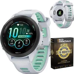 Garmin Forerunner 265S Running GPS Smartwatch, AMOLED Display, 42mm, Whitestone/Neo Tropic, 010-02810-04 - Bundle w/Deco Essentials 26-Month CPS Plan Garmin Forerunner 265S Running GPS Smartwatch, AMOLED Display, 42mm, Whitestone/Neo Tropic, 010-02810-04 - Bundle w/Deco Essentials 26-Month CPS Plan