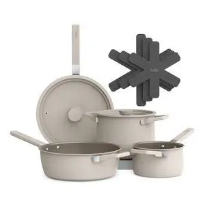 bella Fits-Anywhere 9-Piece, Nonstick, Non-Toxic Cookware Set, Oatmilk bella Fits-Anywhere 9-Piece, Nonstick, Non-Toxic Cookware Set, Oatmilk