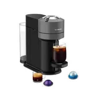 Nespresso Vertuo Next Coffee & Espresso Maker by De'Longhi | Slim, sustainable design brews 6 cup sizes topped with velvety crema, from espresso to 18 oz. Over 40 Vertuo blends. Nespresso Vertuo Next Coffee & Espresso Maker by De'Longhi | Slim, sustainable design brews 6 cup sizes topped with velvety crema, from espresso to 18 oz. Over 40 Vertuo blends.