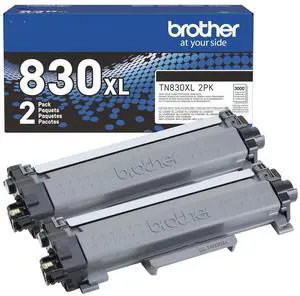 Brother Genuine TN830XL 2PK Black High Yield Printer Toner Cartridge 2-Pack Print up to 3,000 Pages Each(1) | Prints up to 3,000 pages each Brother Genuine TN830XL 2PK Black High Yield Printer Toner Cartridge 2-Pack Print up to 3,000 Pages Each(1) | Prints up to 3,000 pages each