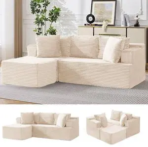 Korser Boneless Couches for Living Room, Cloud Couch Sectional with Ottoman, L-Shaped Sofa with Fluffy Comfy Corduroy Deep Seat, Bedroom, Apartment, No Assembly Required Korser Boneless Couches for Living Room, Cloud Couch Sectional with Ottoman, L-Shaped Sofa with Fluffy Comfy Corduroy Deep Seat, Bedroom, Apartment, No Assembly Required