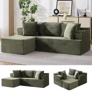 Korser Boneless Couches for Living Room, Cloud Couch Sectional with Ottoman, L-Shaped Sofa with Fluffy Comfy Corduroy Deep Seat, Bedroom, Apartment, No Assembly Required Korser Boneless Couches for Living Room, Cloud Couch Sectional with Ottoman, L-Shaped Sofa with Fluffy Comfy Corduroy Deep Seat, Bedroom, Apartment, No Assembly Required