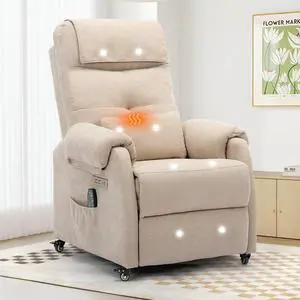 Korser Power Recliner Chair with Wheels, Small Recliners for Small Spaces for Adults, Electric Recliner Chair with Massage & Heat, USB & Type-C Port, Fabric Recliner for Living Room, Khaki Korser Power Recliner Chair with Wheels, Small Recliners for Small Spaces for Adults, Electric Recliner Chair with Massage & Heat, USB & Type-C Port, Fabric Recliner for Living Room, Khaki