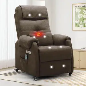 Korser Power Recliner Chair with Wheels, Small Recliners for Small Spaces for Adults, Electric Recliner Chair with Massage & Heat, USB & Type-C Port, Fabric Recliner for Living Room, Brown Korser Power Recliner Chair with Wheels, Small Recliners for Small Spaces for Adults, Electric Recliner Chair with Massage & Heat, USB & Type-C Port, Fabric Recliner for Living Room, Brown