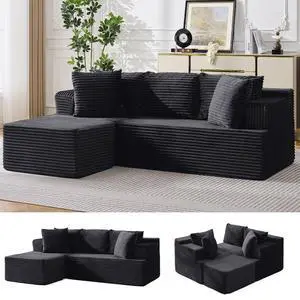 Korser Boneless Couches for Living Room, Cloud Couch Sectional with Ottoman, L-Shaped Sofa with Fluffy Comfy Corduroy Deep Seat, Bedroom, Apartment, No Assembly Required Korser Boneless Couches for Living Room, Cloud Couch Sectional with Ottoman, L-Shaped Sofa with Fluffy Comfy Corduroy Deep Seat, Bedroom, Apartment, No Assembly Required