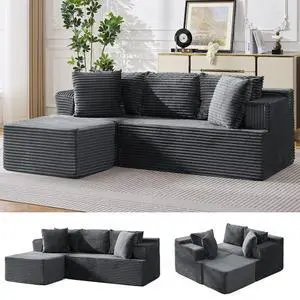 Korser Boneless Couches for Living Room, Cloud Couch Sectional with Ottoman, L-Shaped Sofa with Fluffy Comfy Corduroy Deep Seat, Bedroom, Apartment, No Assembly Required Korser Boneless Couches for Living Room, Cloud Couch Sectional with Ottoman, L-Shaped Sofa with Fluffy Comfy Corduroy Deep Seat, Bedroom, Apartment, No Assembly Required