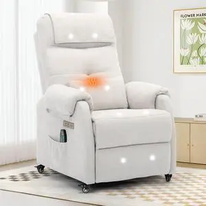 Korser Power Recliner Chair with Wheels, Small Recliners for Small Spaces for Adults, Electric Recliner Chair with Massage & Heat, USB & Type-C Port, Fabric Recliner for Living Room, Beige Korser Power Recliner Chair with Wheels, Small Recliners for Small Spaces for Adults, Electric Recliner Chair with Massage & Heat, USB & Type-C Port, Fabric Recliner for Living Room, Beige