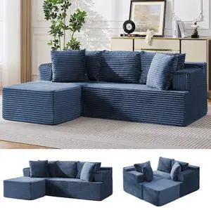 Korser Boneless Couches for Living Room, Cloud Couch Sectional with Ottoman, L-Shaped Sofa with Fluffy Comfy Corduroy Deep Seat, Bedroom, Apartment, No Assembly Required Korser Boneless Couches for Living Room, Cloud Couch Sectional with Ottoman, L-Shaped Sofa with Fluffy Comfy Corduroy Deep Seat, Bedroom, Apartment, No Assembly Required