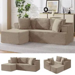 Korser Boneless Couches for Living Room, Cloud Couch Sectional with Ottoman, L-Shaped Sofa with Fluffy Comfy Corduroy Deep Seat, Bedroom, Apartment, No Assembly Required Korser Boneless Couches for Living Room, Cloud Couch Sectional with Ottoman, L-Shaped Sofa with Fluffy Comfy Corduroy Deep Seat, Bedroom, Apartment, No Assembly Required