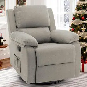 Korser Recliner Chair, 360 Swivel Rocker Chair for Adults, Small Rocking Recliner for Small Spaces, Upholstered Fabric Glider Recliner Nursery Korser Recliner Chair, 360 Swivel Rocker Chair for Adults, Small Rocking Recliner for Small Spaces, Upholstered Fabric Glider Recliner Nursery