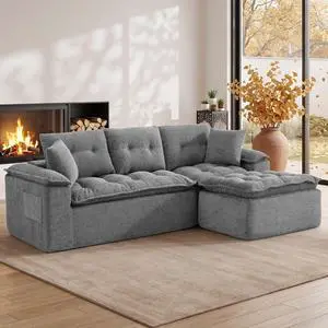 Korser 110" Cloud Sectional Boneless Couches for Living Room, Modern Modular Sectional Sofa with Ottoman, Cloud Couch with Comfy Deep Seats, Tufted Chenille L-Shape Sofa Couch for Living Room, Grey Korser 110" Cloud Sectional Boneless Couches for Living Room, Modern Modular Sectional Sofa with Ottoman, Cloud Couch with Comfy Deep Seats, Tufted Chenille L-Shape Sofa Couch for Living Room, Grey