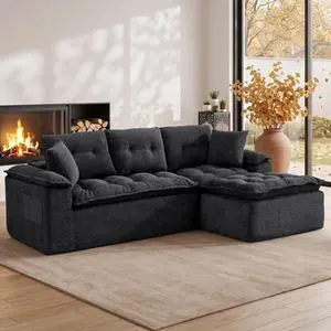 Korser 110" Cloud Sectional Boneless Couches for Living Room, Modern Modular Sectional Sofa with Ottoman, Cloud Couch with Comfy Deep Seats, Tufted Chenille L-Shape Sofa Couch for Living Room, Black Korser 110" Cloud Sectional Boneless Couches for Living Room, Modern Modular Sectional Sofa with Ottoman, Cloud Couch with Comfy Deep Seats, Tufted Chenille L-Shape Sofa Couch for Living Room, Black