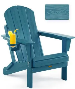 Folding Adirondack Chair Wood Texture, Patio Chairs Weather Resistant, Outdoor Chair, Lawn Chair with Cup Holder, Fire Pit Chair for Deck, Outdoor, Porch, Backyard (Navy Blue) Folding Adirondack Chair Wood Texture, Patio Chairs Weather Resistant, Outdoor Chair, Lawn Chair with Cup Holder, Fire Pit Chair for Deck, Outdoor, Porch, Backyard (Navy Blue)
