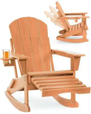 Folding Adjustable Adirondack Rocking Chair with Footrest, HDPE Adirondack 4-in-1 Multifunctional Outdoor Chair with Cup Holder, All Weather Adirondack Chair with Ottoman Folding Adjustable Adirondack Rocking Chair with Footrest, HDPE Adirondack 4-in-1 Multifunctional Outdoor Chair with Cup Holder, All Weather Adirondack Chair with Ottoman