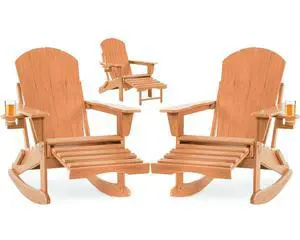 Adirondack Rocking Chair Set of 2 with Retractable Ottoman and Cup Holders, HDPE Adirondack 4-in-1 Multifunctional Rocker Patio Rocking Chair for Porch, Patio, Balcony Adirondack Rocking Chair Set of 2 with Retractable Ottoman and Cup Holders, HDPE Adirondack 4-in-1 Multifunctional Rocker Patio Rocking Chair for Porch, Patio, Balcony