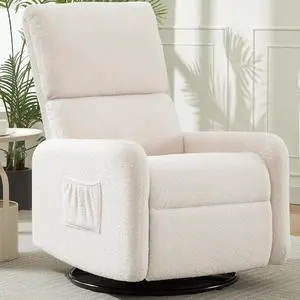 Korser Recliner Chair, Nursery Rocker Chair with Side Pockets, Small Recliners for Small Spaces, Swivel Rocker Recliner Chair for Adults, Sherpa Swivel Accent Chairs for Living Room, Nursing Korser Recliner Chair, Nursery Rocker Chair with Side Pockets, Small Recliners for Small Spaces, Swivel Rocker Recliner Chair for Adults, Sherpa Swivel Accent Chairs for Living Room, Nursing