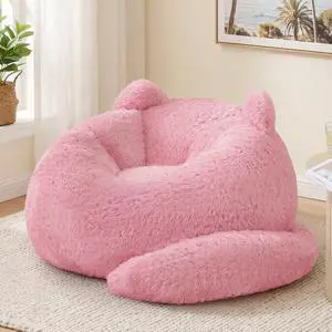 Korser Bean Bag Chair, Giant Bean Bag Chairs for Adults Teens, Faux Fur Large Bean Bag Couch, Cat Shaped Fluffy Beanbag Sofa, Comfy Accent Floor Sofa for Reading, Gaming in Living Room Bedroom, Pink Korser Bean Bag Chair, Giant Bean Bag Chairs for Adults Teens, Faux Fur Large Bean Bag Couch, Cat Shaped Fluffy Beanbag Sofa, Comfy Accent Floor Sofa for Reading, Gaming in Living Room Bedroom, Pink