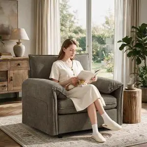 Korser Oversized Accent Chair, 39.3" Wide Lounge Chairs for Living Room & Bedroom, Modern Arm Chair, Upholstered Mid-Century Reading Chair, Comfy Living Room Chair, Single Sofa Chair, Chenille, Brown Korser Oversized Accent Chair, 39.3" Wide Lounge Chairs for Living Room & Bedroom, Modern Arm Chair, Upholstered Mid-Century Reading Chair, Comfy Living Room Chair, Single Sofa Chair, Chenille, Brown