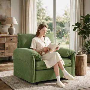Korser Oversized Accent Chair, 39.3" Wide Arm Chairs for Living Room & Bedroom, Modern Lounge Chair, Upholstered Mid-Century Reading Chair, Comfy Living Room Chair, Single Sofa Chair, Chenille, Green Korser Oversized Accent Chair, 39.3" Wide Arm Chairs for Living Room & Bedroom, Modern Lounge Chair, Upholstered Mid-Century Reading Chair, Comfy Living Room Chair, Single Sofa Chair, Chenille, Green