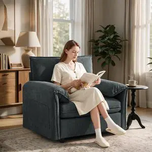 Korser Oversized Accent Chair, 39.3" Wide Arm Chairs for Living Room & Bedroom, Modern Lounge Chair, Upholstered Mid-Century Reading Chair, Comfy Living Room Chair, Single Sofa Chair, Chenille, Grey Korser Oversized Accent Chair, 39.3" Wide Arm Chairs for Living Room & Bedroom, Modern Lounge Chair, Upholstered Mid-Century Reading Chair, Comfy Living Room Chair, Single Sofa Chair, Chenille, Grey