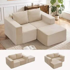 Korser Sectional Couches for Living Room, Boneless Couch with Ottoman, Comfy Fluffy Cloud Couch with Deep Seat, Modular Sectional Sofa with Side Pockets, No Assembly L Shaped Couch, Corduroy Korser Sectional Couches for Living Room, Boneless Couch with Ottoman, Comfy Fluffy Cloud Couch with Deep Seat, Modular Sectional Sofa with Side Pockets, No Assembly L Shaped Couch, Corduroy