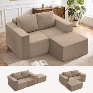 Korser Sectional Couches for Living Room, Boneless Couch with Ottoman, Comfy Fluffy Cloud Couch with Deep Seat, Modular Sectional Sofa with Side Pockets, No Assembly L Shaped Couch, Corduroy Korser Sectional Couches for Living Room, Boneless Couch with Ottoman, Comfy Fluffy Cloud Couch with Deep Seat, Modular Sectional Sofa with Side Pockets, No Assembly L Shaped Couch, Corduroy