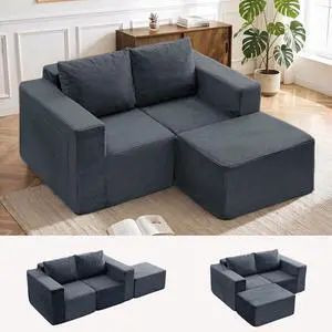 Korser Sectional Couches for Living Room, Boneless Couch with Ottoman, Comfy Fluffy Cloud Couch with Deep Seat, Modular Sectional Sofa with Side Pockets, No Assembly L Shaped Couch, Corduroy Korser Sectional Couches for Living Room, Boneless Couch with Ottoman, Comfy Fluffy Cloud Couch with Deep Seat, Modular Sectional Sofa with Side Pockets, No Assembly L Shaped Couch, Corduroy