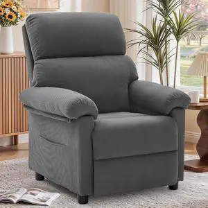 Korser Recliner Chair, Living Room Recliner Chairs for Adults, Small Recliners for Small Spaces, Upholstered Manual Reading Chair with Side Pockets, Nursery Chair for Living Room, Corduroy, Grey Korser Recliner Chair, Living Room Recliner Chairs for Adults, Small Recliners for Small Spaces, Upholstered Manual Reading Chair with Side Pockets, Nursery Chair for Living Room, Corduroy, Grey