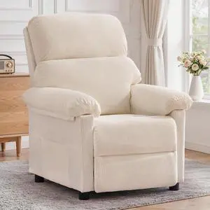 Korser Recliner Chair, Living Room Recliner Chairs for Adults, Small Recliners for Small Spaces, Manual Reading Chair with Side Pockets, Upholstered Nursery Chair for Living Room, Corduroy, Khaki Korser Recliner Chair, Living Room Recliner Chairs for Adults, Small Recliners for Small Spaces, Manual Reading Chair with Side Pockets, Upholstered Nursery Chair for Living Room, Corduroy, Khaki