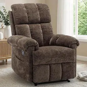 Korser Recliner Chair, Living Room Recliner Chairs for Adults, Small Recliners for Small Spaces, Upholstered Manual Recliner with Side Pockets, Comfy Nursery Chair for Living Room, Chenille, Brown Korser Recliner Chair, Living Room Recliner Chairs for Adults, Small Recliners for Small Spaces, Upholstered Manual Recliner with Side Pockets, Comfy Nursery Chair for Living Room, Chenille, Brown