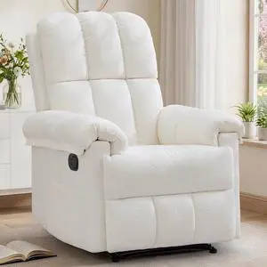 Korser Recliner Chair, Living Room Recliner Chairs for Adults, Small Recliners for Small Spaces, Upholstered Manual Recliner with Side Pockets, Comfy Nursery Chair for Living Room, Chenille, Beige Korser Recliner Chair, Living Room Recliner Chairs for Adults, Small Recliners for Small Spaces, Upholstered Manual Recliner with Side Pockets, Comfy Nursery Chair for Living Room, Chenille, Beige