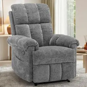 Korser Recliner Chair, Living Room Recliner Chairs for Adults, Small Recliners for Small Spaces, Upholstered Manual Recliner with Side Pockets, Comfy Nursery Chair for Living Room, Chenille, Grey Korser Recliner Chair, Living Room Recliner Chairs for Adults, Small Recliners for Small Spaces, Upholstered Manual Recliner with Side Pockets, Comfy Nursery Chair for Living Room, Chenille, Grey