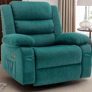 Korser Power Recliner Chair, Electric Rocker Recliner with Massage and Heat, 270° Swivel Glider, Oversized Wide Seat with USB Port, Cashmere Nursery Chair for Living Room, Green Korser Power Recliner Chair, Electric Rocker Recliner with Massage and Heat, 270° Swivel Glider, Oversized Wide Seat with USB Port, Cashmere Nursery Chair for Living Room, Green