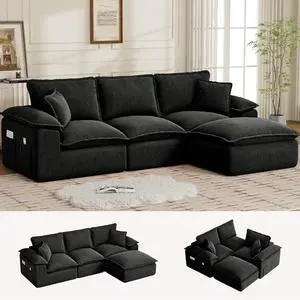 Korser 108" Sectional Couches for Living Room, Modular Boneless Couch with Deep Seat & Fluffy Cushion, Cozy Double-Layer Cushioned Sofa with Convertible Ottoman, Comfy Cloud Sofa, No Assembly Required Korser 108" Sectional Couches for Living Room, Modular Boneless Couch with Deep Seat & Fluffy Cushion, Cozy Double-Layer Cushioned Sofa with Convertible Ottoman, Comfy Cloud Sofa, No Assembly Required