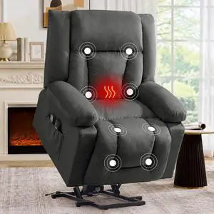 Korser Dual Motor Power Lift Recliner Chair for Elderly with Massage and Heat, Oversized Electric Recliner with Side Pockets, Living Room, Waffle, Grey Korser Dual Motor Power Lift Recliner Chair for Elderly with Massage and Heat, Oversized Electric Recliner with Side Pockets, Living Room, Waffle, Grey