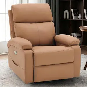 Korser Power Swivel Rocker Recliner Chair, Electric Glider Rocking Chair Nursery with Massage & Heat, PU Leather Nursery Rocking Chairs with USB & Type-C Ports for Living Room, Bedroom, Nursery, Brown Korser Power Swivel Rocker Recliner Chair, Electric Glider Rocking Chair Nursery with Massage & Heat, PU Leather Nursery Rocking Chairs with USB & Type-C Ports for Living Room, Bedroom, Nursery, Brown