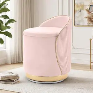 Korser Swivel Vanity Chair with Storage, 360° Barrel Accent Chair, Velvet Makeup Chair with Wave Back, No Assembly Small Swivel Armchair for Bedroom, Dressing, Living Room, Pink Korser Swivel Vanity Chair with Storage, 360° Barrel Accent Chair, Velvet Makeup Chair with Wave Back, No Assembly Small Swivel Armchair for Bedroom, Dressing, Living Room, Pink