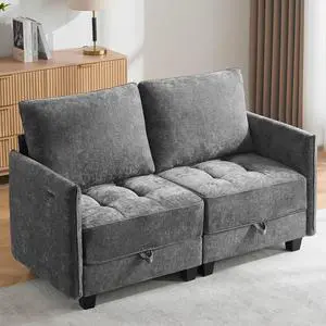 Korser 61" Loveseat Sofa Couch with Storage, Modern Love Seat Couches for Living Room, Small Couch for Bedroom with USB Charging, Comfy Chenille Cloud Couch for Small Spaces, Dorm, Office, Darkgrey Korser 61" Loveseat Sofa Couch with Storage, Modern Love Seat Couches for Living Room, Small Couch for Bedroom with USB Charging, Comfy Chenille Cloud Couch for Small Spaces, Dorm, Office, Darkgrey