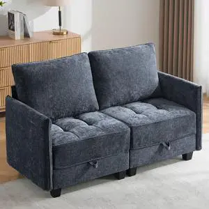 Korser 61" Loveseat Sofa Couch with Storage, Modern Love Seat Couches for Living Room, Small Couch for Bedroom with USB Charging, Comfy Chenille Cloud Couch for Small Spaces, Dorm, Office, Dackblue Korser 61" Loveseat Sofa Couch with Storage, Modern Love Seat Couches for Living Room, Small Couch for Bedroom with USB Charging, Comfy Chenille Cloud Couch for Small Spaces, Dorm, Office, Dackblue