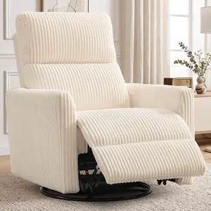 Korser 360° Swivel Glider Rocker Manual Recliner Chair, High Back Reclining Chair with Curved Armrests, Beige Corduroy Upholstered Chair for Nursery, Living Room, Bedroom Korser 360° Swivel Glider Rocker Manual Recliner Chair, High Back Reclining Chair with Curved Armrests, Beige Corduroy Upholstered Chair for Nursery, Living Room, Bedroom