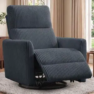 Korser 360° Swivel Glider Rocker Manual Recliner Chair, High Back Reclining Chair with Curved Armrests, Dark Grey Corduroy Upholstered Chair for Nursery, Living Room, Bedroom Korser 360° Swivel Glider Rocker Manual Recliner Chair, High Back Reclining Chair with Curved Armrests, Dark Grey Corduroy Upholstered Chair for Nursery, Living Room, Bedroom