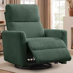 Korser 360° Swivel Glider Rocker Manual Recliner Chair, High Back Reclining Chair with Curved Armrests, Green Corduroy Upholstered Chair for Nursery, Living Room, Bedroom Korser 360° Swivel Glider Rocker Manual Recliner Chair, High Back Reclining Chair with Curved Armrests, Green Corduroy Upholstered Chair for Nursery, Living Room, Bedroom